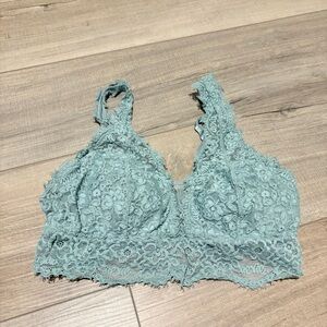 Aerie American Eagle Eyelash lace padded plunge bralette convertible racerback S